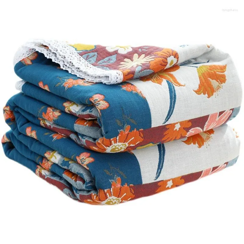 Blankets Cusack Floral Gauze Cotton Towel Blanket For Children Adults Sofa 230 250 90 180 Double Sided Yarn Dyed Jacquard