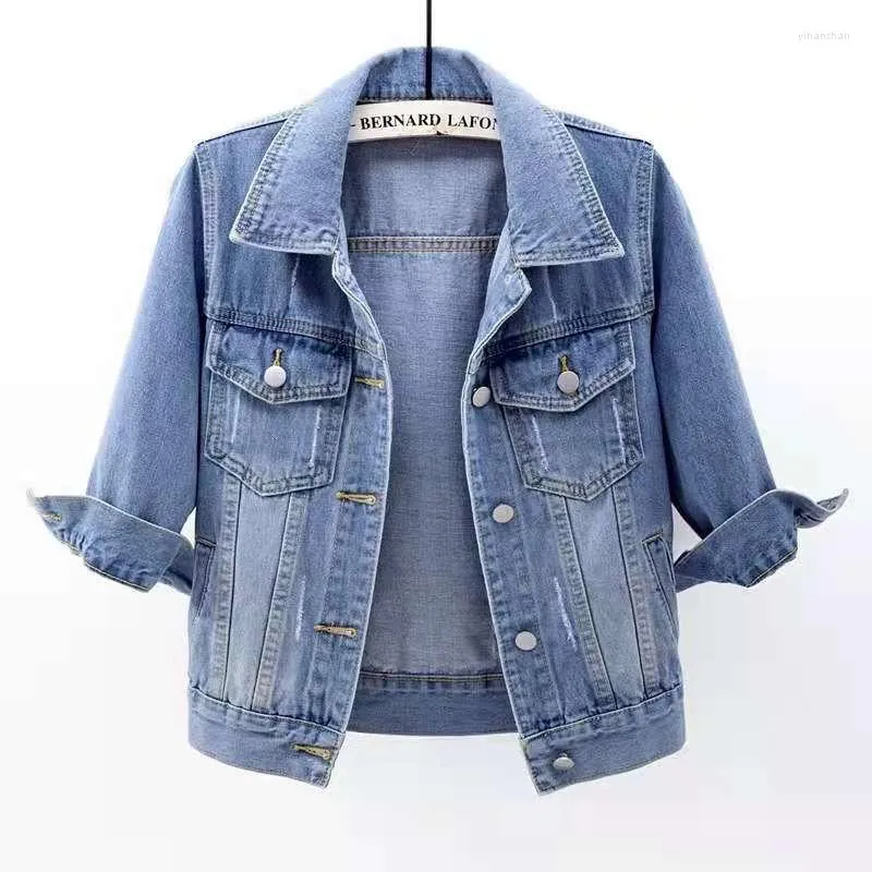 Chaquetas de mujer 2022 verano mujer chaqueta de mezclilla color azul casual abrigo corto femenino jeans ropa exterior casaco jaqueta feminina