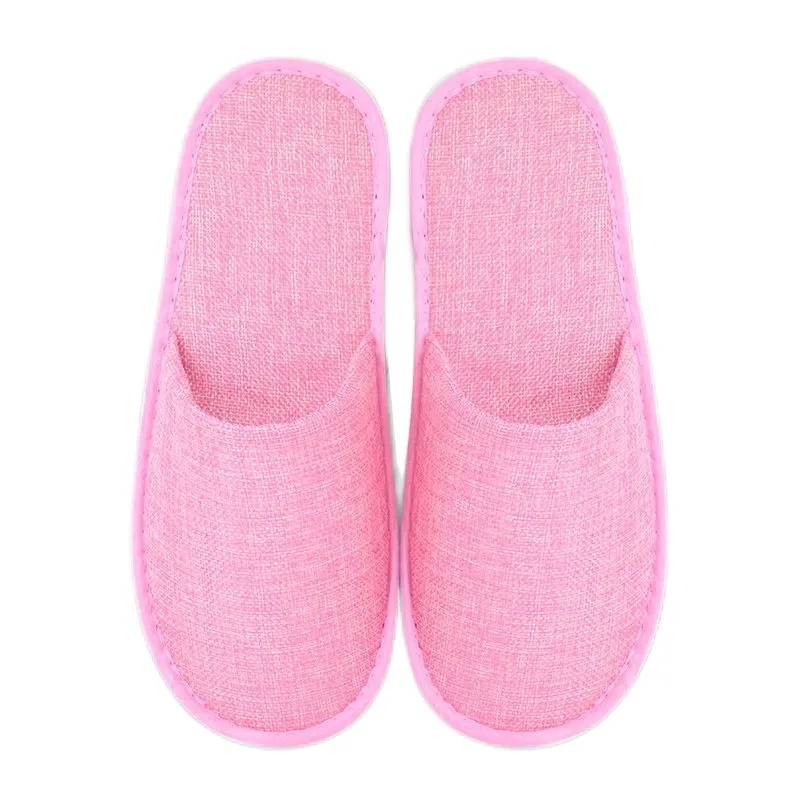 Disposable Slippers Comfortable Breathable SPA Anti-slip Hotel Home Travel Linen Slippers Hospitality Footwear Guest Shoes HY0460