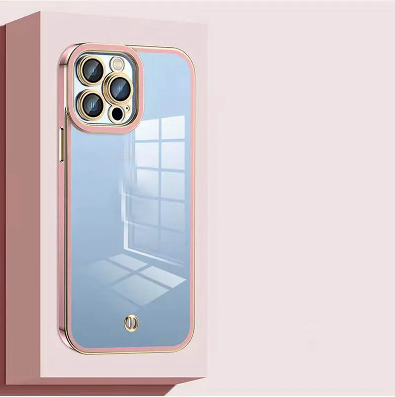 6D-Beschichtung, weiche, stoßfeste TPU-Hüllen für iPhone 15 14 Pro MAX 13 12 Mini 11 XR XS 8 7 6 Plus Hybrid Hit Color Chromed Metallic Fine Hole Camera Lens Protector Phone Cover