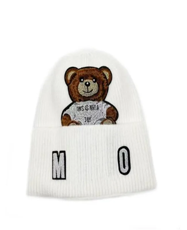 Cappelli lavorati a maglia in stile invernale Cappellini con teschio di design Berretto a cuffia con orso carino Uomo Donna Addensare berretti caldi