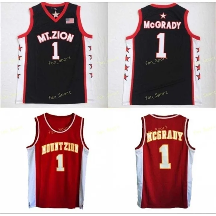 SJ Tracy McGrady 1 Mt.Zion Jerseys Men College Basketball Wildcats Mounzion T-Mac Jersey High School All Szyty Drużyna kolor czerwony czarny