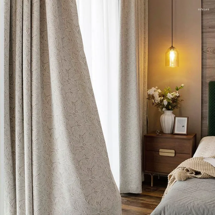 Tende per tende per soggiorno Camera da letto Nordico Moderno Minimalista Ins Wind Hollow Intagliato Pizzo Cotone E Lino Jacquard