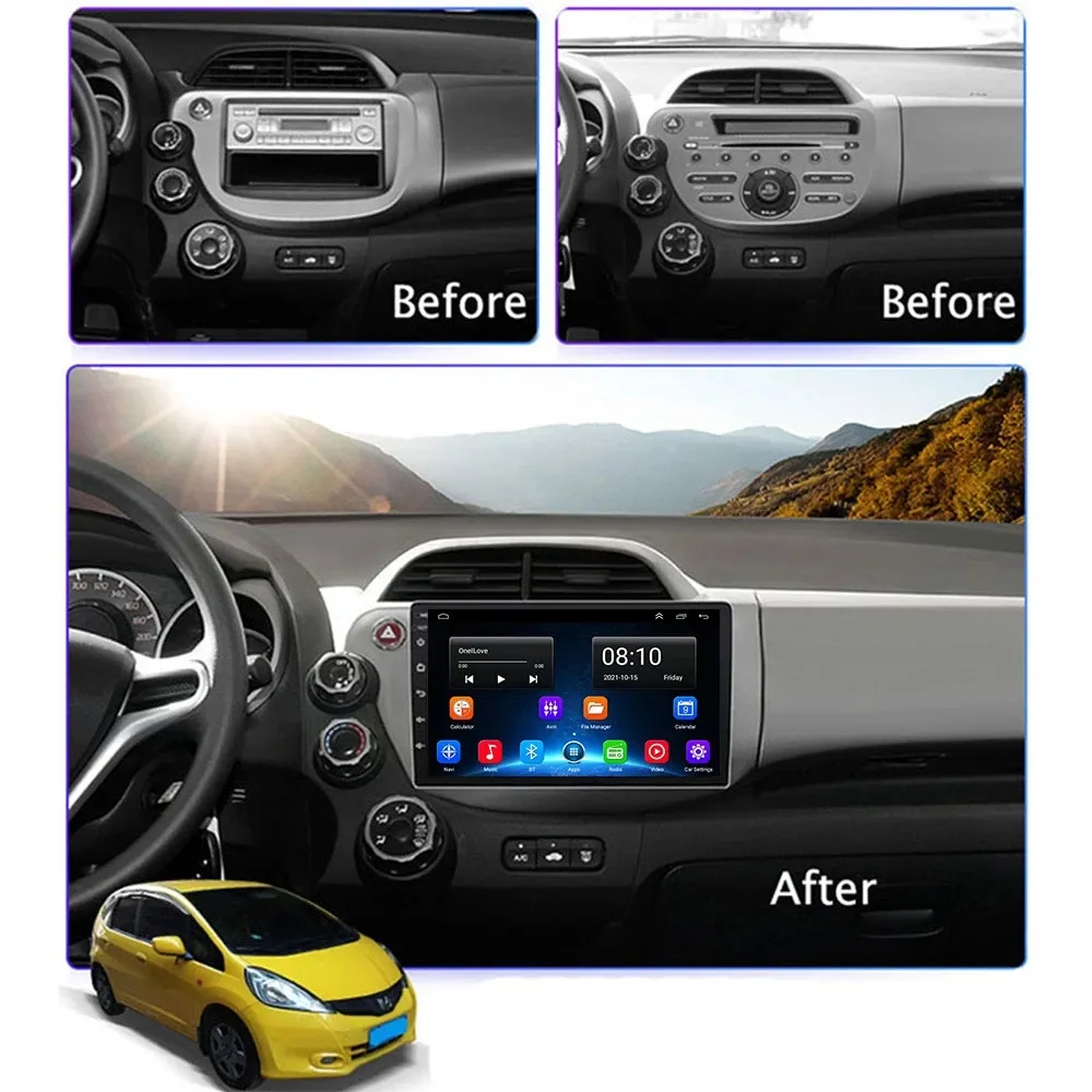 9 بوصة Android 10 مشغل فيديو للسيارات لـ Honda Fit 2008 RHD Auto Radio GPS Suppigation Supportion WiFi TV