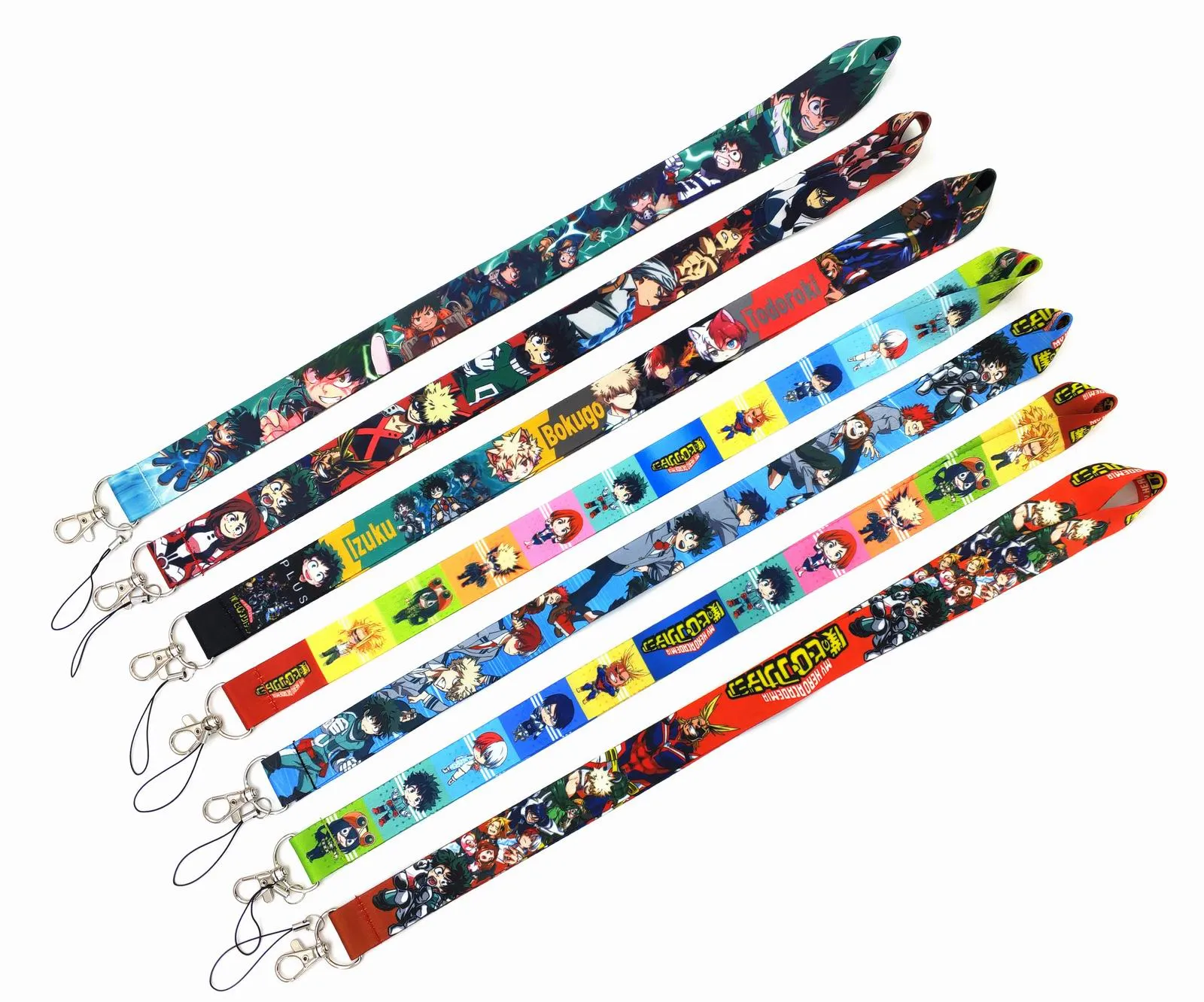 2021 all'ingrosso 20pcs cinturini per cellulari Charms My Hero Academia Japan anime Styles Celebrity Lanyard Fashion Keys Mobile Neck ID Badge Holders Ciondolo regalo