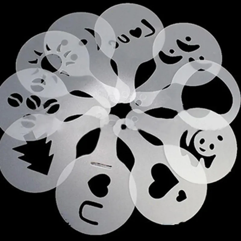 Set 16 Modelli Decorazione Caffè Stencil Per Latte Art - 16 Modelli Per Decorare Cappuccino, Caffè, Torte, Nuovi, Senza Marca Stencil Per Torte E Bevande