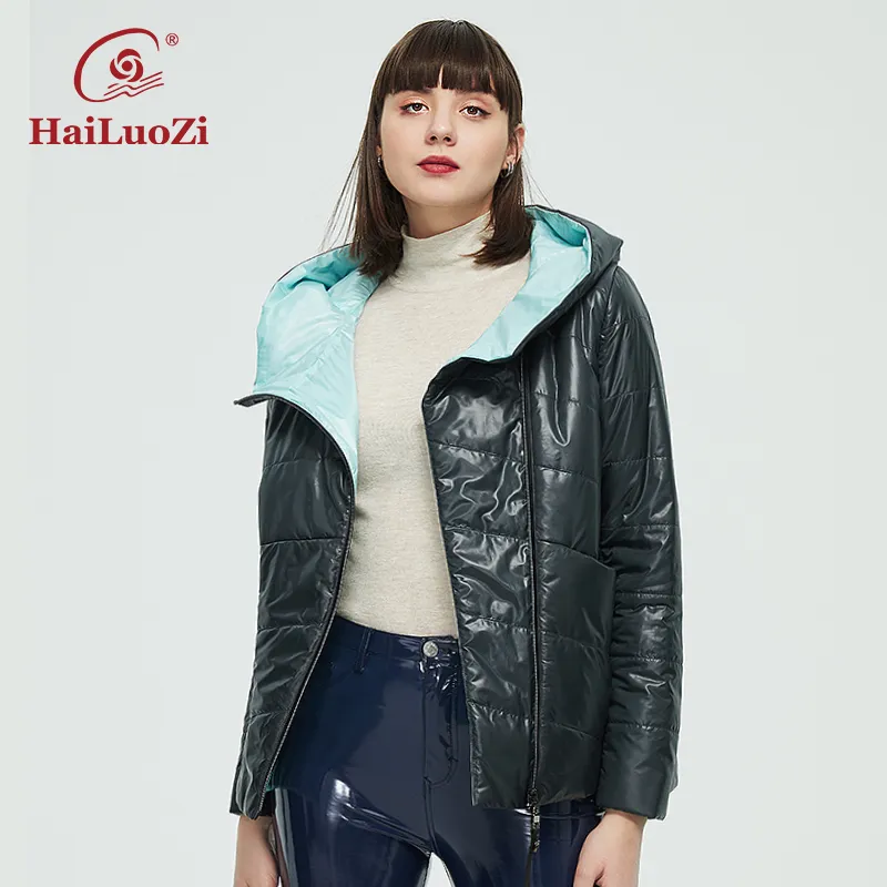 Capispalla da donna Taglie forti Cappotti HaiLuoZi Giacca da donna Moda Cappotto con cappuccio Abbigliamento casual femminile Autunno Inverno Corto in cotone sottile Caldo Parka da donna 10 220922