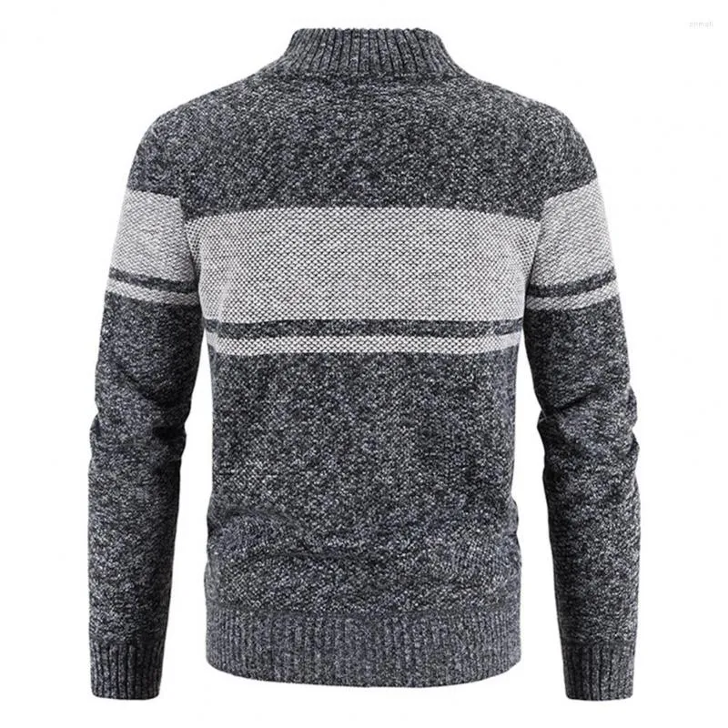 Maglioni da uomo Anti-pilling Elegante resistente all'usura Abbinamento colori Giacca maglione da uomo Collo alla coreana Cerniera invernale per lavoro