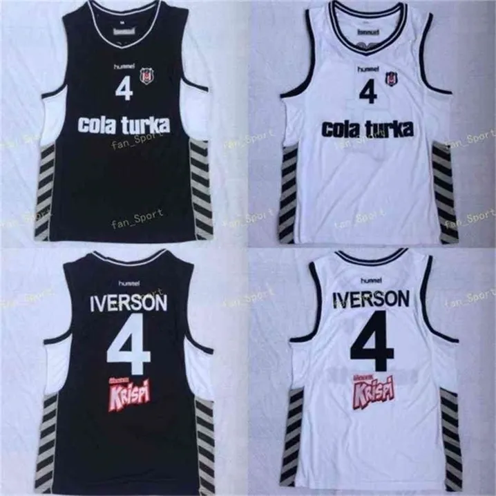 Sj Top Quality Mens Allen # 4 Iverson Besiktas Cola Turka de Turquie Turc Allen Iverson Basketball Maillots