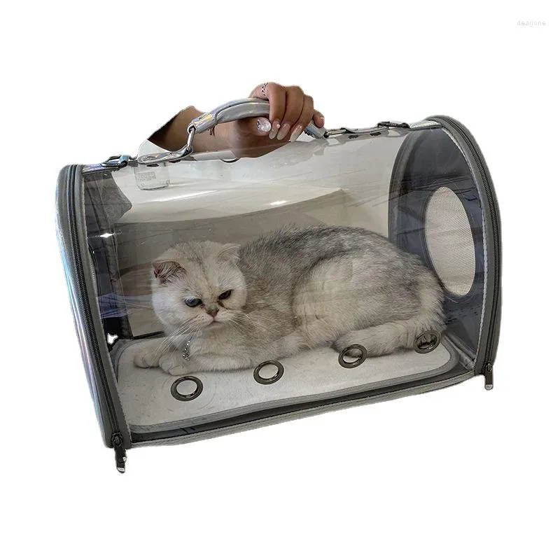 Кошачьи перевозчики прозрачно вытаскивают портативные портативные клетки, снабжают пространство для домашних животных