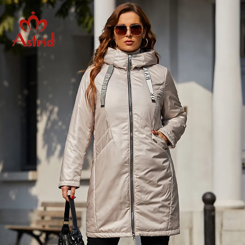 Femmes grande taille manteaux d'extérieur Astrid printemps manteau parkas grande taille brillant Long chaud rembourré vêtements veste vêtements d'extérieur à capuche poche AM 10096 220922