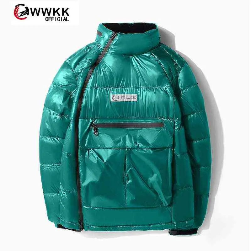 Parkas pour hommes WWKK 2020 hiver vers le bas Parka homme brillant vestes à capuche grande taille hiver chaud épais Parka manteau ample hiver femmes veste T220921