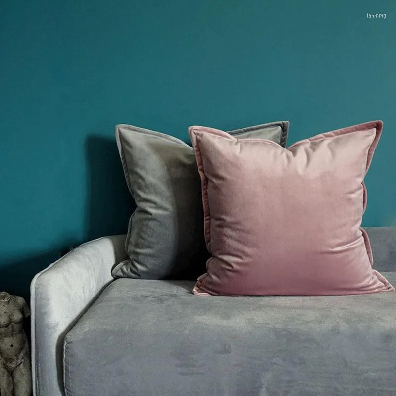 Almohada Terciopelo Funda de almohada Color sólido Cuadrado 45 Funda de sofá Nórdico Hogar Decorativo