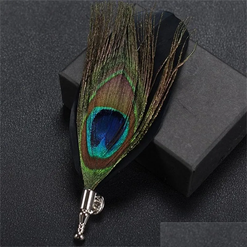 Pins Brooches Men Suit Peacock Feather Brooches Pin Originality Manual Necktie Pins Personality Classic Jewelry Cor 3 2 Dhseller2010 Dhwop