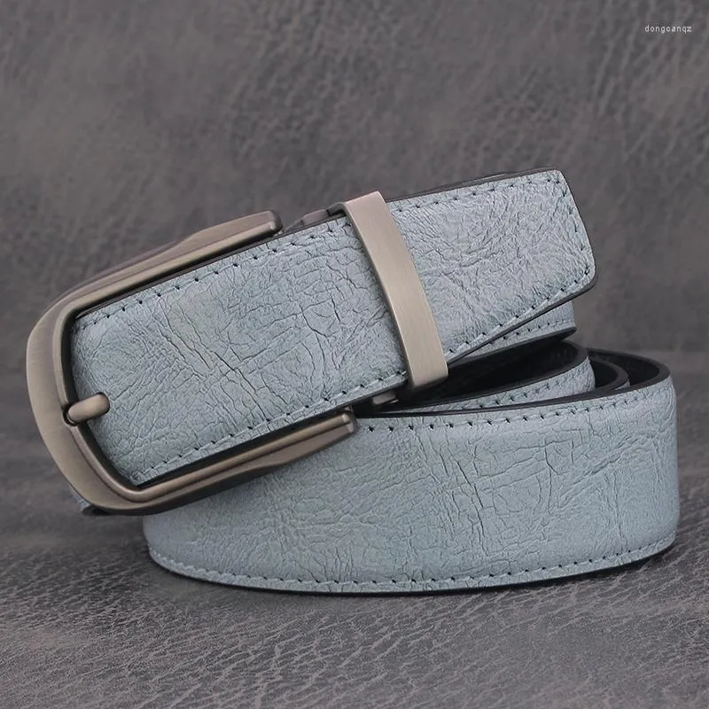 Cintos de alta qualidade pinos fascinantes fivela de fivela masculino de couro genuíno jeans cinza jeans CEINTURE HOMME