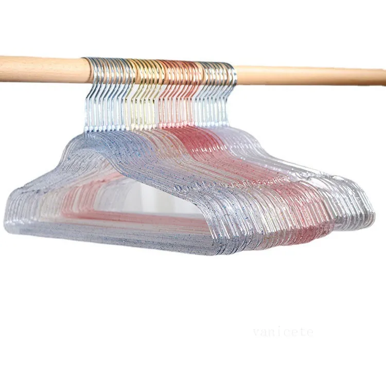 mumisuto Plastic kleerhanger voor volwassenen, 10 stuks kleerhangers 40 cm glitter transparante kristallen naadloze kledingrekken, ruimtebesparende organizer kleerhangers, voor kasten of kasten (40