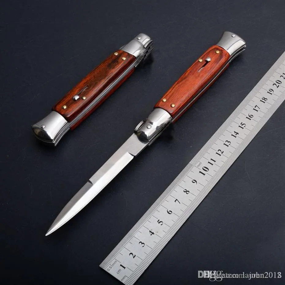 9 -дюймовый итальянский мафиовый автоматический нож Автосиатический нож 58HRC Сатиновый одно лезвие сплаво