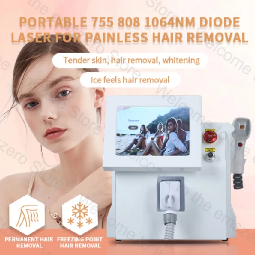عناصر الجمال الجديدة إزالة الشعر المحمولة 808nm ليزر Diodo Machine 3 Wave 755 808 1064