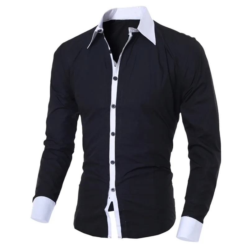 Camisas casuais masculinas Business Black Style Fashion Personalidade Slim Lapeel Macho Macho Cloth Sleeved Top Blouse 220922