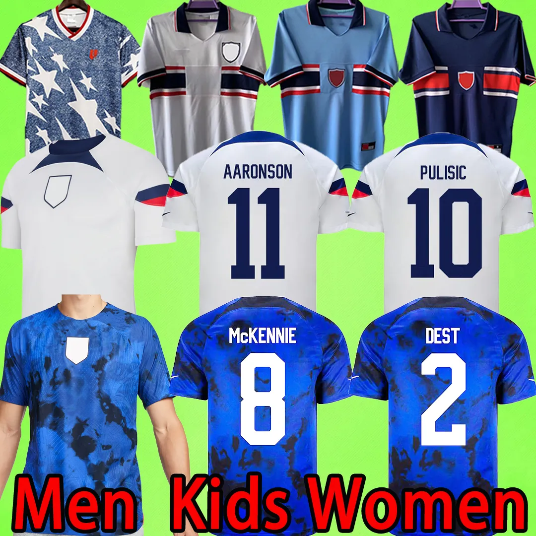 Copa do Mundo 2022 USAS America Soccer Jerseys American 2023 Pulisic Aaronson 22 23 Camisa de futebol uniforme