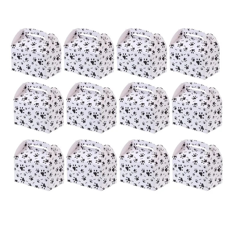 Emballage cadeau 12pcs Creative Chien Empreinte Boîtes De Bonbons Boîtes D'emballage Traiter Boîtes Articles De Fête Fête D'anniversaire Sac De Bonbons Boîte Cadeau Portable 220922