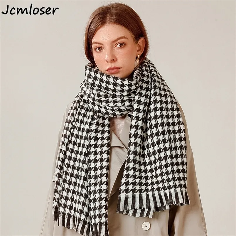 Len￧os designer malha de outono winter feminino len￧o houndstooth quente len￧os de cashmere shawls marca de luxo pesco￧o bandana pashmina 220922