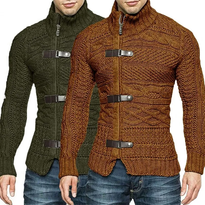 Men's Sweaters Stretchy Stylish Acrylic Fiber Loose Coat Causal-Solid Color Slim Fit Turtleneck Pullovers 220922