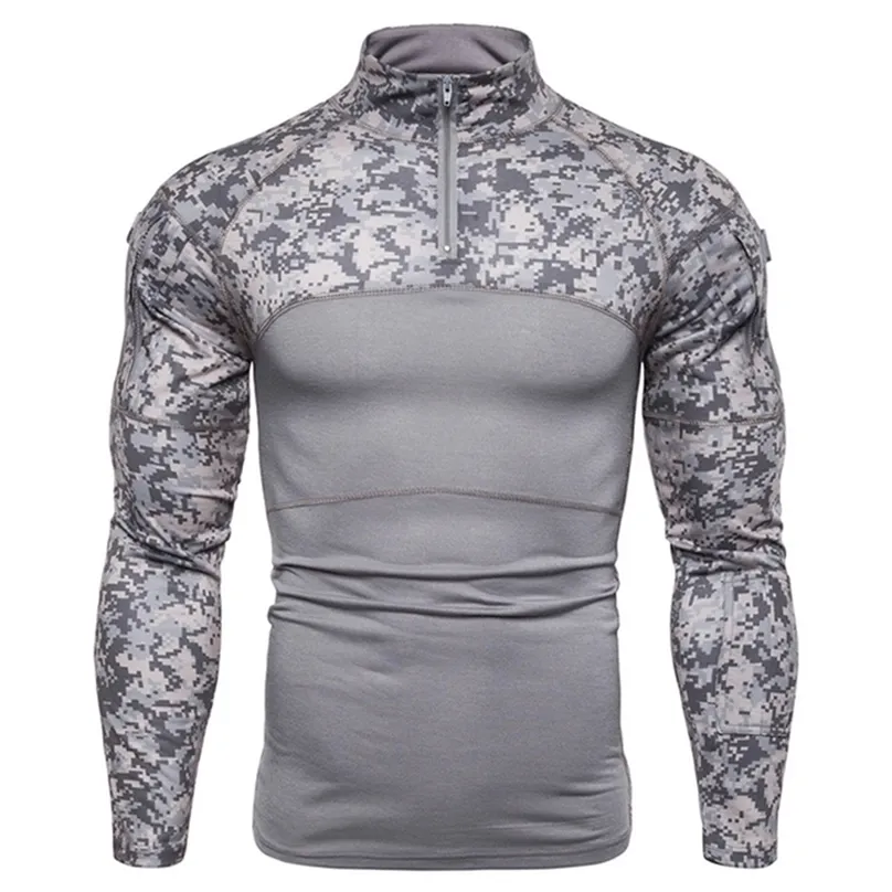 Herrtr￶jor Taktisk kamouflage atletiska t-shirts L￥ng￤rmad m￤n Milit￤rkl￤der Combat Shirt Assault Army Costume 220922