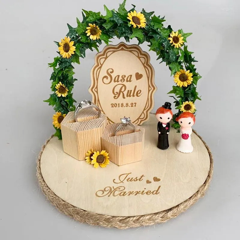 Party Supplies Personalized Forest Creative Decoration Flower Custom Engagement Rings Box Wedding Ring Pillow