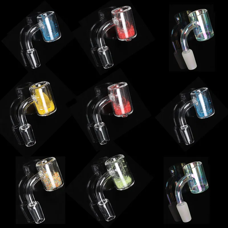 Rökningstillbehör Dubbelskikt tjockt kvarts banger Full Weld Flat Top 90 -graders domeless 14mm manlig led