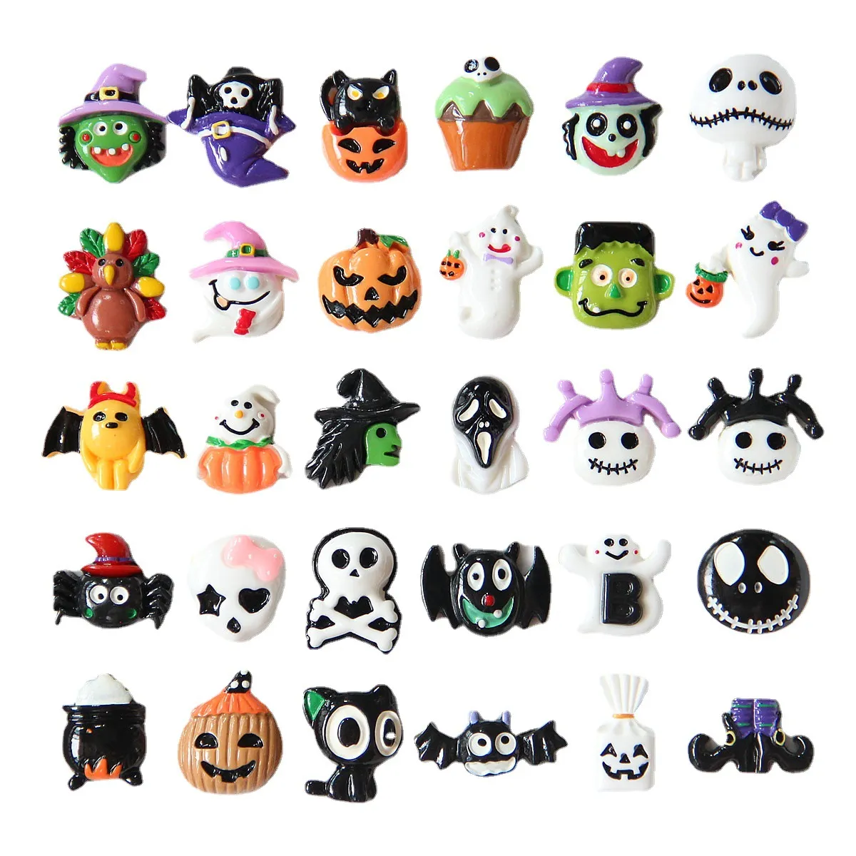 50 pezzi Arti e artigianato Simpatici animali di Halloween Cabochon in resina con retro piatto Scrapbooking Gioielli fai da te Decorazione artigianale Accessorie