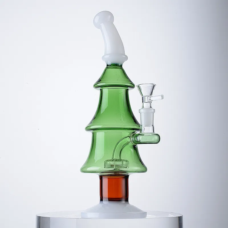 11 -calowy świąteczny w stylu Hookahs Szkło drzewa Bongs Mini małe platformy Dab Rigs prysznicowe rury wodne 14 mm żeńskie staw z miską Hookah