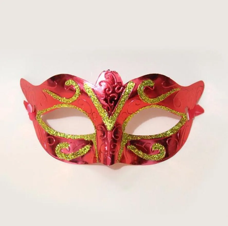 Colore casuale Inviato Maschera da festa Uomo Donna con Bling Gold Glitter Halloween Masquerade Maschere veneziane per Costume Cosplay Mardi Gras RRB15918