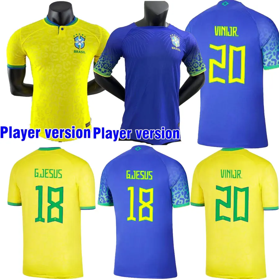 Spelarversion 2022 fotbollströja Camiseta de futbol PAQUETA BRAZILS Neres COUTINHO fotbollströja JESUS MARCELO CASEMIRO brasil 22 23 maillots fotboll