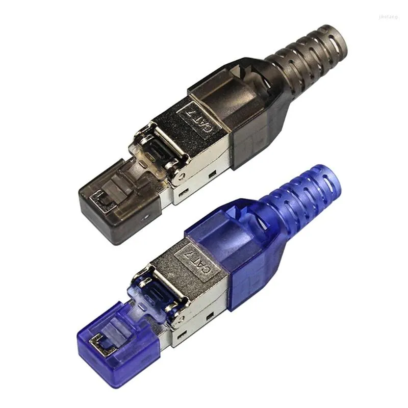 Computerkabels Cat7 Gigabit 30U afgeschermde contactor vergulde kristalkop RJ45 Gratis gereedschapsvrije huishoudelijke netwerkplug groothandel