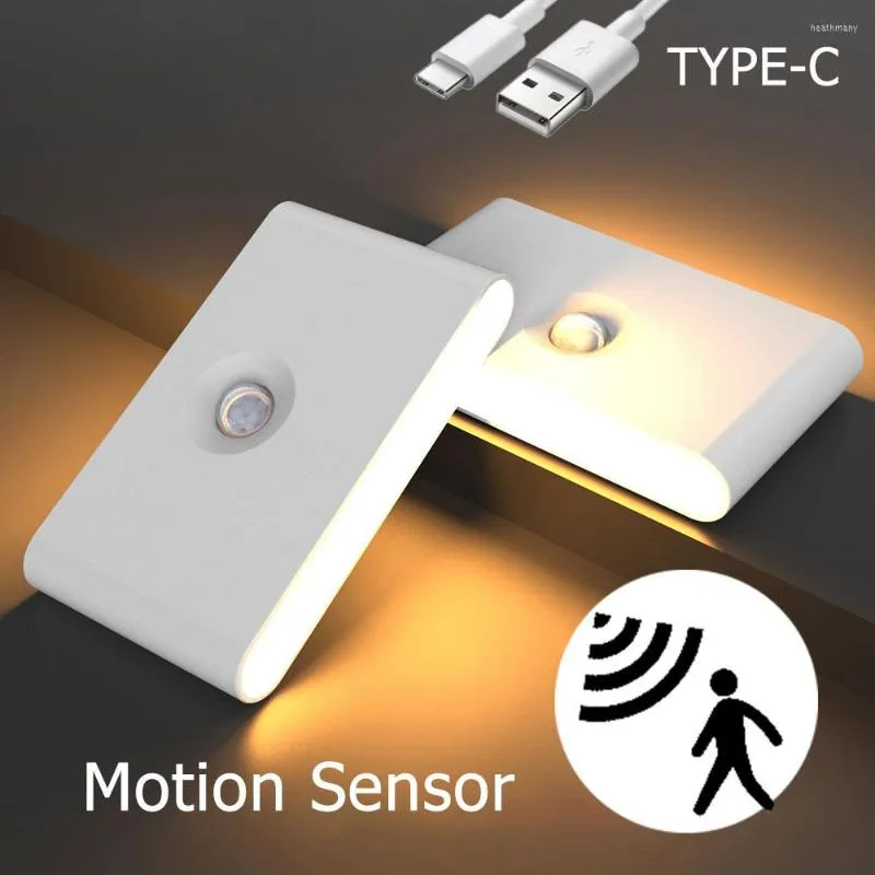 Nattlampor LED Motion Sensor Zoyaloo Human induktie USB Laddar upp Verlichting Keukenkast Slaapkamer Gang Lamp