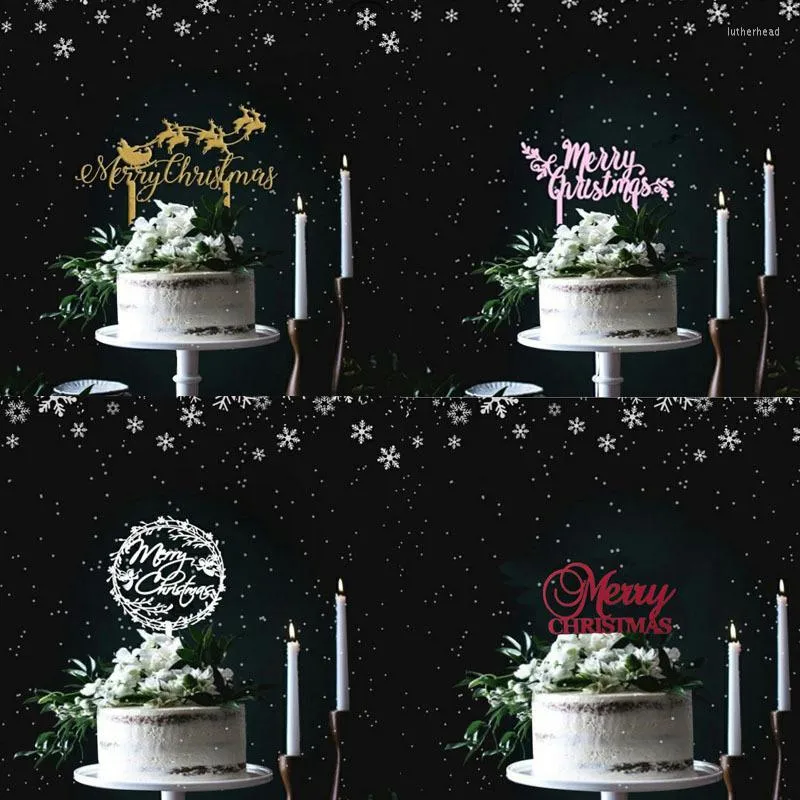 Fournitures de fête Carte de gâteau de joyeux Noël Décoration de Noël créative Plug Acrylique Accessoires de fête de haute qualité Décorations Cadeau de vacances