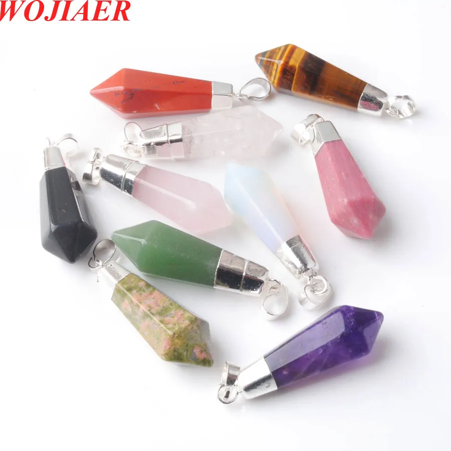 10st Natural Crystal Quartz Point Pendant Crystal Column Men and Women Pendants Aura Energy Healing Stone Necklace Gift Bo942