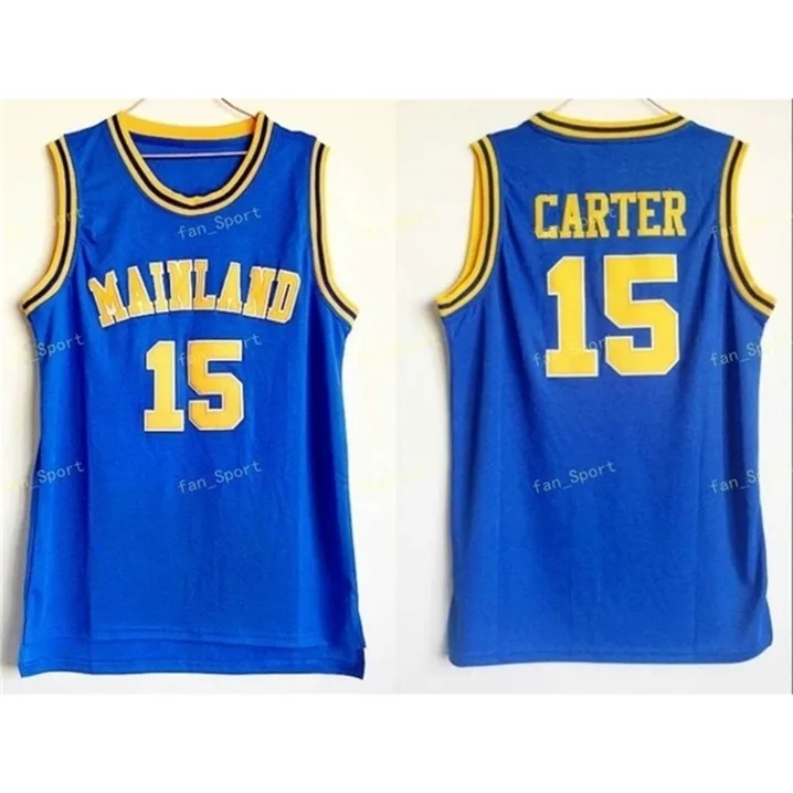 Sj Vince Carter # 15 Maillot de basket-ball du lycée continental Bleu Tous les maillots pour hommes brodés en STOCK