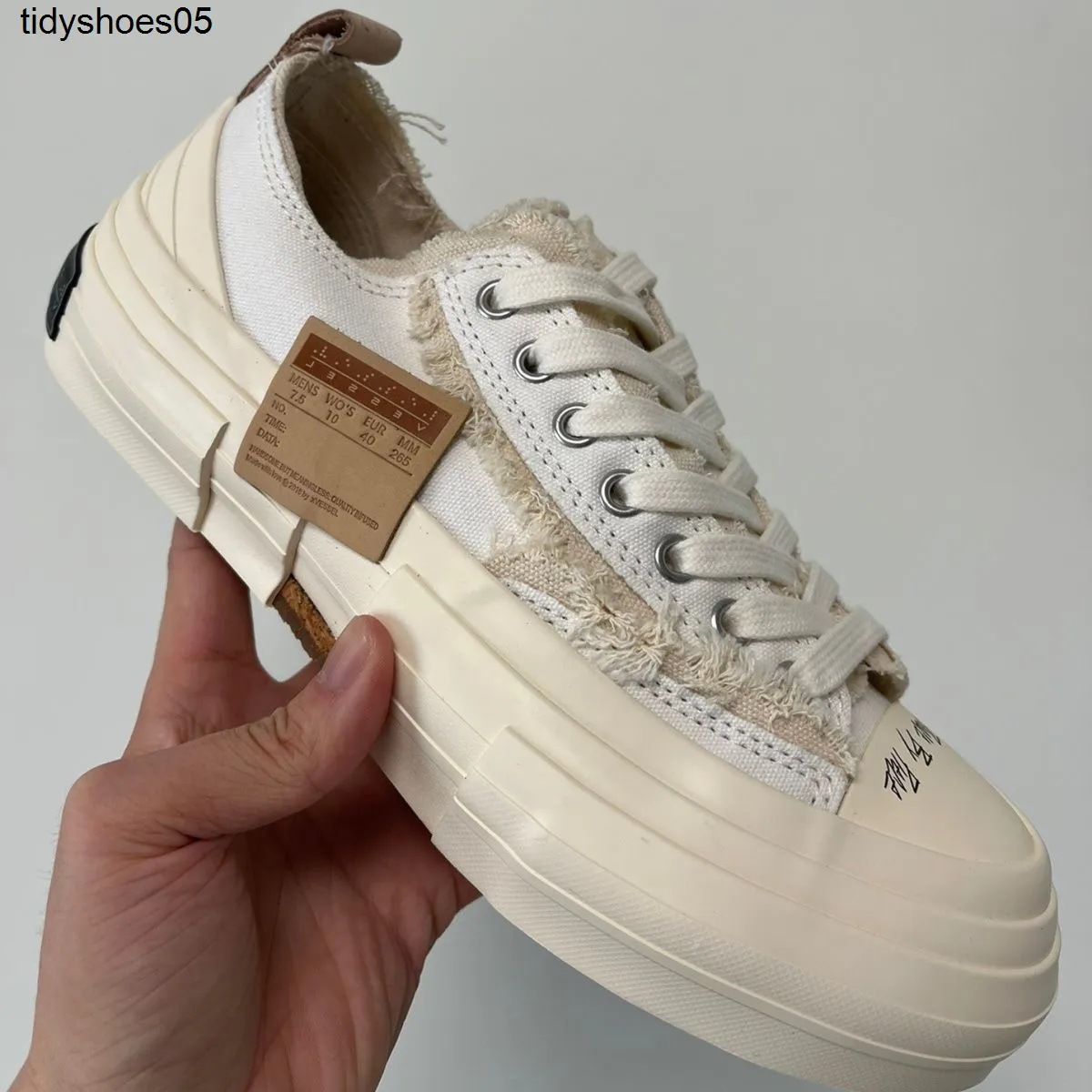 XVESSELS / VESSEL même Jianhao's Wu White Low Top surélevé des chaussures de toile à semelles épaisses Vulcanisés pour hommes et femmes à moitié traînée Chaussures de mendiants 2862