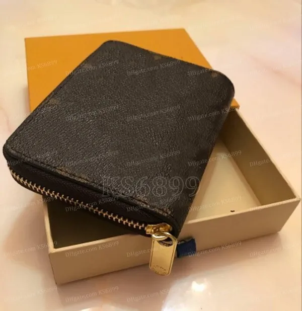 محافظ المصممين محافظ الأزياء القصيرة Zippy Wallet Monograms الكلاسيكية سستة الجيب حقيبة zip coin مع صندوق برتقالي