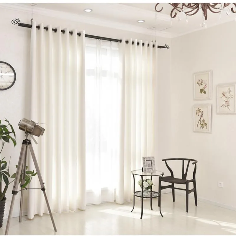 Gardin modern vit ren tjock fönster gardiner för vardagsrum sovrum genomskinlig blind bomullslinne tyll tyg draperi