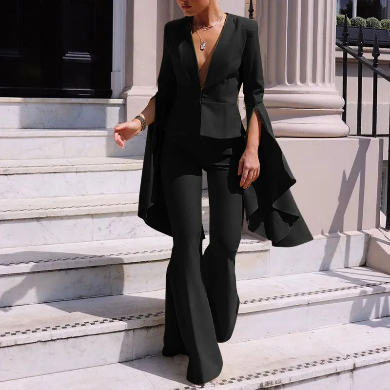 New Ruffled Trumpet Sleeves Solid Color Blazer New Ruffled Trumpet Sleeves Solid Color Blazer