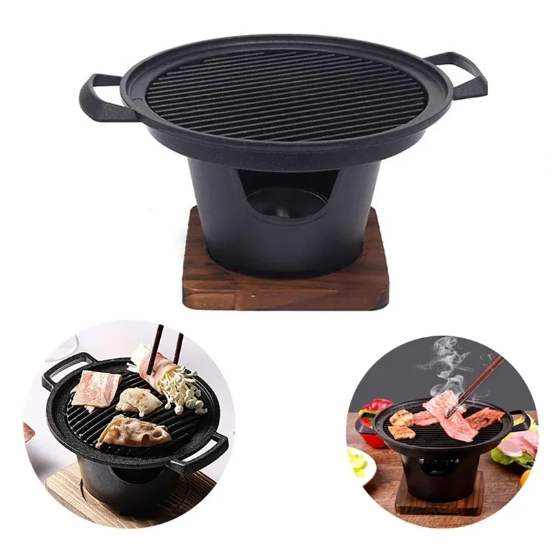 BBQ Tools Akcesoria Mini Grilla Grill Japończyk One Osoba Gotowanie domu drewniana rama alkohol piec na zewnątrz ogród impreza pieczona narzędzie mięsne 2209921