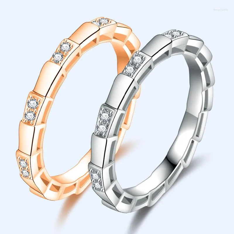 Anillos de racimo de Plata de Ley 925, Cadena Simple Hueca, anillo de dedo apilable con abalorio para mujeres y niñas, accesorios de fiesta, joyería