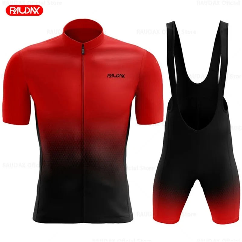 Cycling Jersey stelt raudax sportteam training kleding ademende mannen korte mouw mallot ciclismo hombre verano 220922