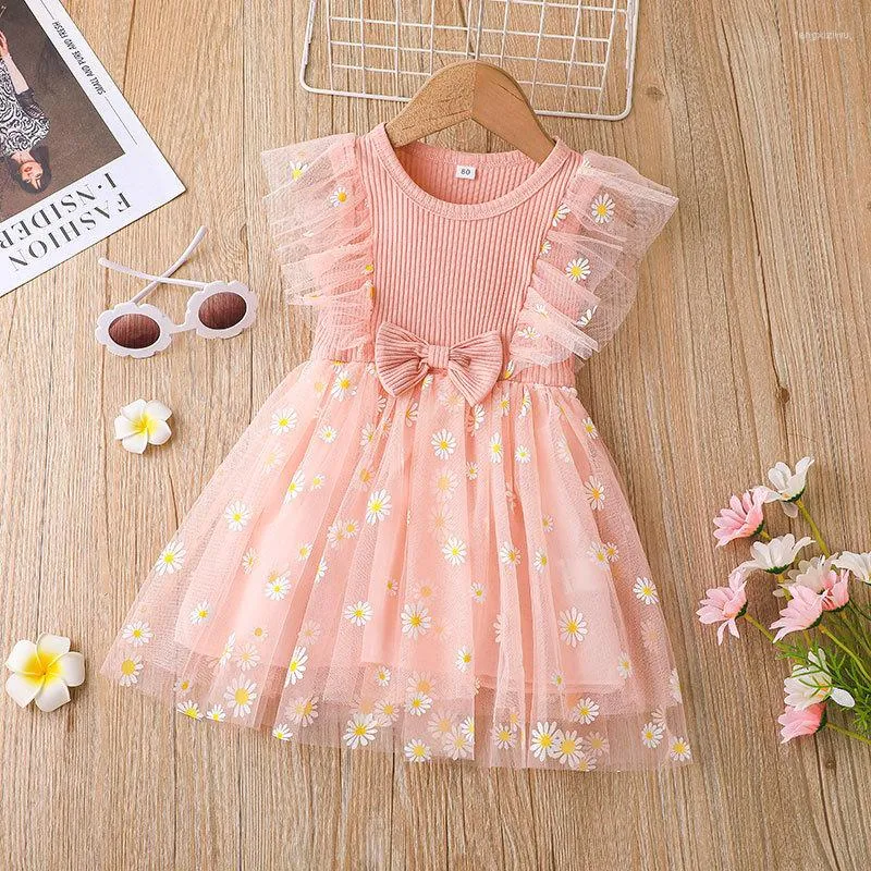 Girl Dresses Cute Summer Baby Dress Toddler Small Daisies Patchwork Tulle Clothes Princess Party Birthday Costume Infant