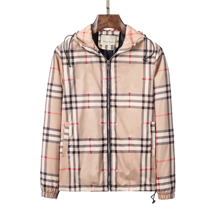 Autumn and Winter Men's Jacket Small Plaid Print Letter Brodery Enkel unik mode Bekväm sportjacka varm blixtlåsrock