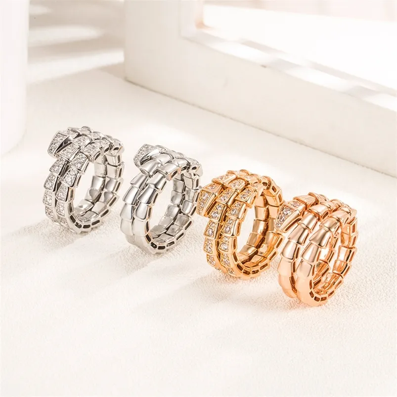 Cluster ringen hoogwaardige 925 sterling zilveren diamant slang botten ring mode luxe merk sieraden feestje vakantie cadeau 220921