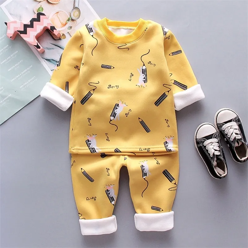 Pajamas Cartoon Baby Girl Winter Warm Children Clothes Boy Pajama Set Cotton Long Sleeve Tops pants Kids Clothing 1 4 Years 220922